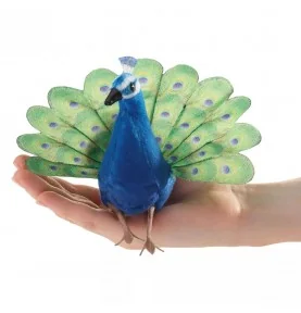 Marionnette mini paon signée Folkmanis Marionnette mini paon signée Folkmanis