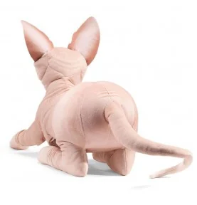 Marionnette chat sphynx signée Folkmanis, vue de dos Marionnette chat sphynx signée Folkmanis, vue de dos