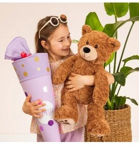 Jeune fille jouant avec Peluche ours marron - 55 cm signée Teddy Hermann Jeune fille jouant avec Peluche ours marron - 55 cm signée Teddy Hermann
