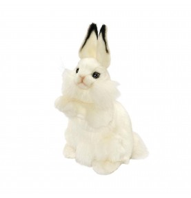 Peluche lapin blanc dressé - 32 cm signée Hansa