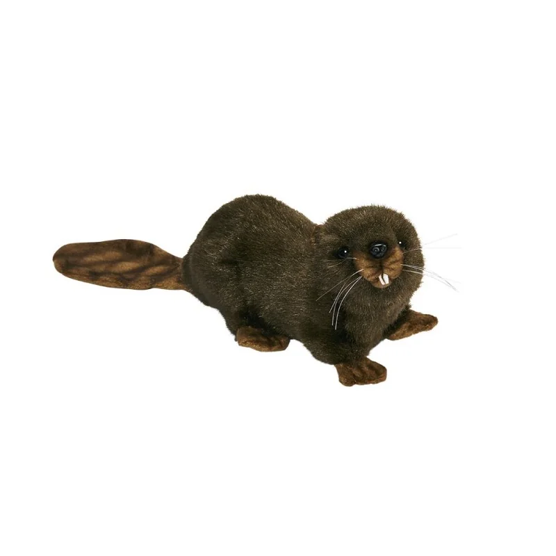 Peluche castor couché - 20 cm signée Hansa