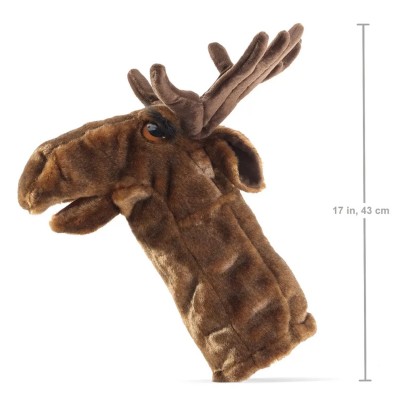 Peluche Marionnette Élan - 43 cm signée Folkmanis, vue de profil Peluche Marionnette Élan - 43 cm signée Folkmanis, vue de profil