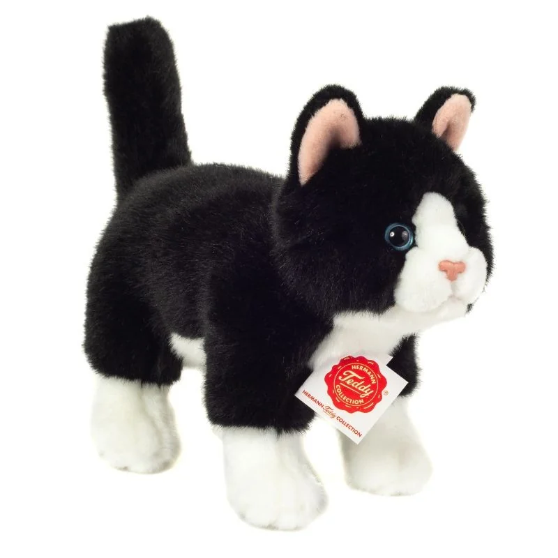 Peluche Chat Noir et Blanc - 20 cm signée Teddy Hermann