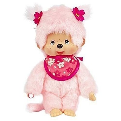 Peluche Kiki Monchhichi Pinky Sakura - 20 cm signée Bandai