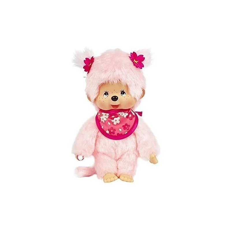 Peluche Kiki Monchhichi Pinky Sakura - 20 cm signée Bandai Peluche Kiki Monchhichi Pinky Sakura - 20 cm signée Bandai