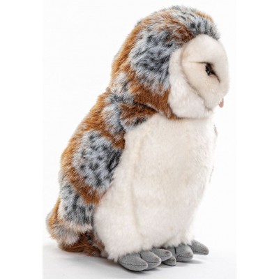 Peluche Chouette Effraie - 27 cm signée Uni-Toys, vue de profil