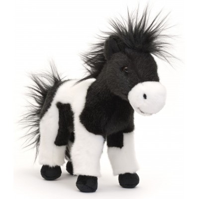 Peluche Cheval Noir et Blanc - 23 cm signée Uni-Toys
