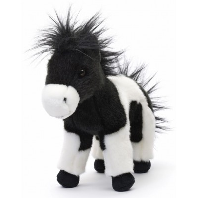 Peluche Cheval Noir et Blanc - 23 cm signée Uni-Toys, vue de face Peluche Cheval Noir et Blanc - 23 cm signée Uni-Toys, vue de face