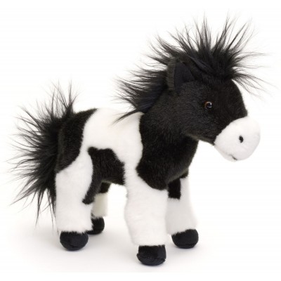 Peluche Cheval Noir et Blanc - 23 cm signée Uni-Toys Peluche Cheval Noir et Blanc - 23 cm signée Uni-Toys