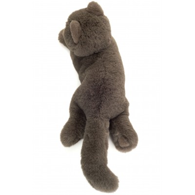 Peluche Chat Chartreux couché - 36 cm signée Teddy Hermann, vue de dessus Peluche Chat Chartreux couché - 36 cm signée Teddy Hermann, vue de dessus