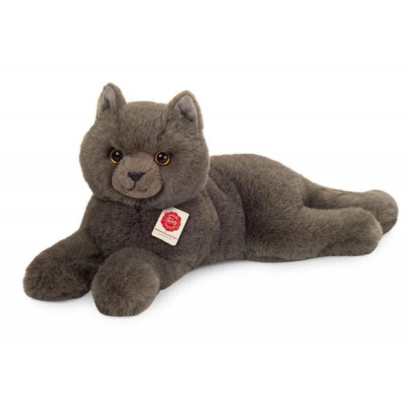 Peluche Chat Chartreux couché - 36 cm signée Teddy Hermann Peluche Chat Chartreux couché - 36 cm signée Teddy Hermann