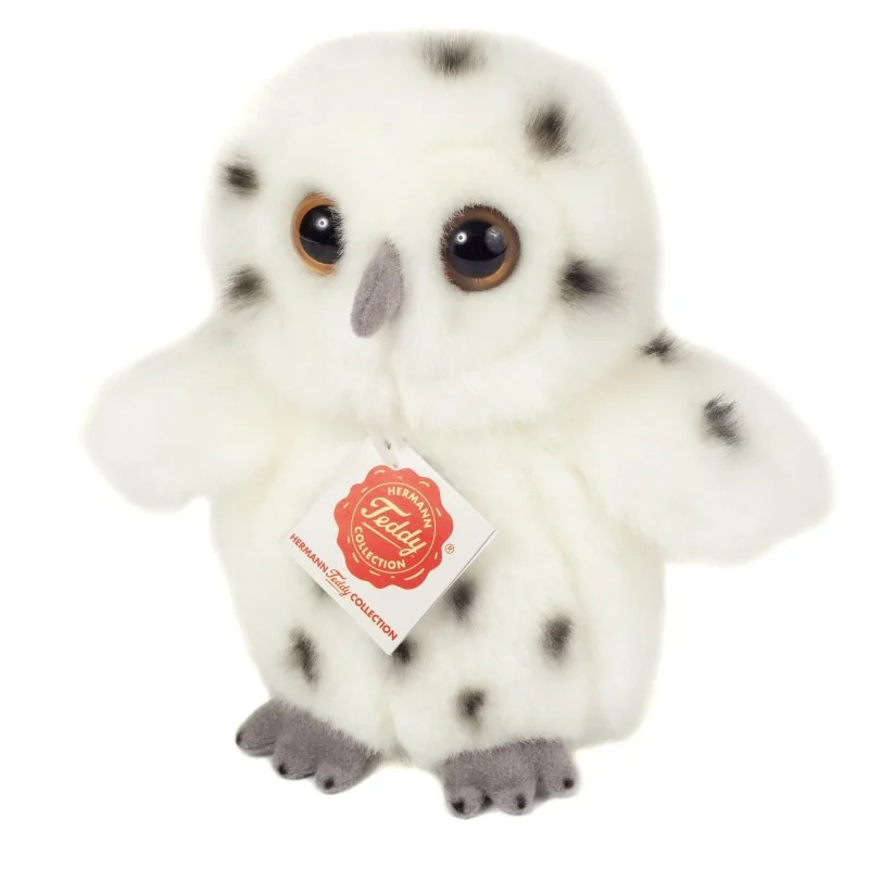 Peluche Harfang des Neiges Blanc Tacheté - 16 cm signée Teddy Hermann