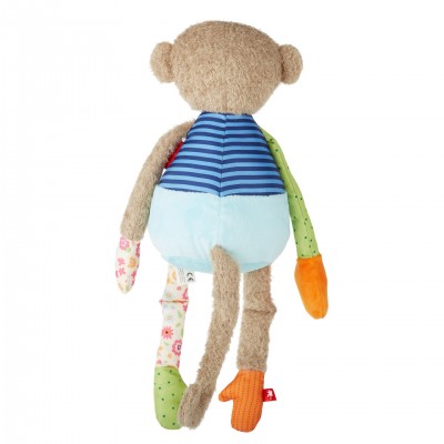 Peluche Singe Patchwork Multicolore - 41 cm signée Sigikid, vue de dos Peluche Singe Patchwork Multicolore - 41 cm signée Sigikid, vue de dos