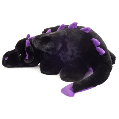 Peluche Dragon Noir et Violet Logan - 32 cm signée Teddy Hermann, vue de profil Peluche Dragon Noir et Violet Logan - 32 cm signée Teddy Hermann, vue de profil