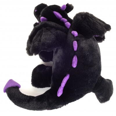 Peluche Dragon Noir et Violet Logan - 32 cm signée Teddy Hermann, vue de dos Peluche Dragon Noir et Violet Logan - 32 cm signée Teddy Hermann, vue de dos